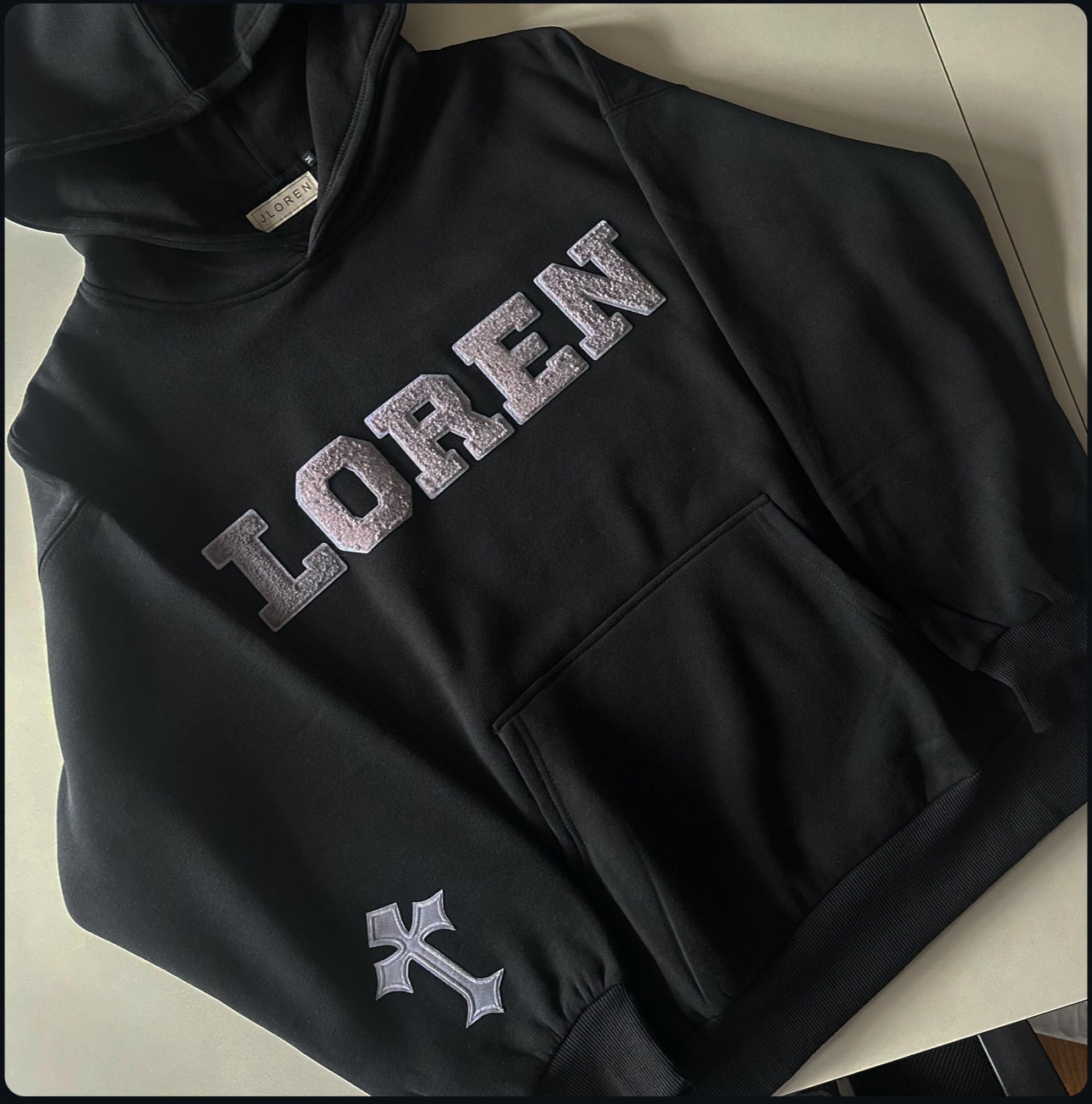 Chenille Black/Grey Hoodie