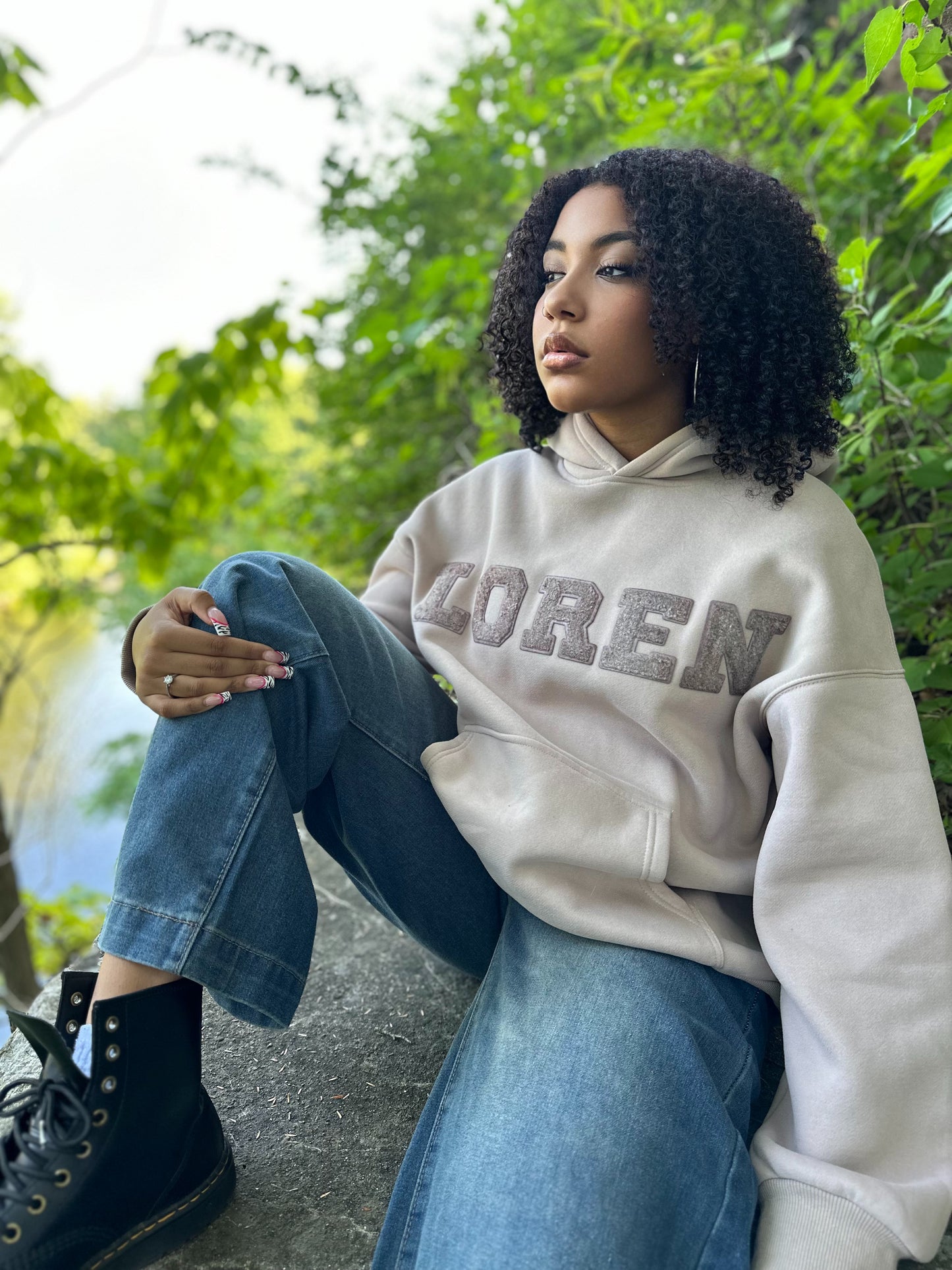 LOREN CHENILLE HOODIE/Coffee Beige