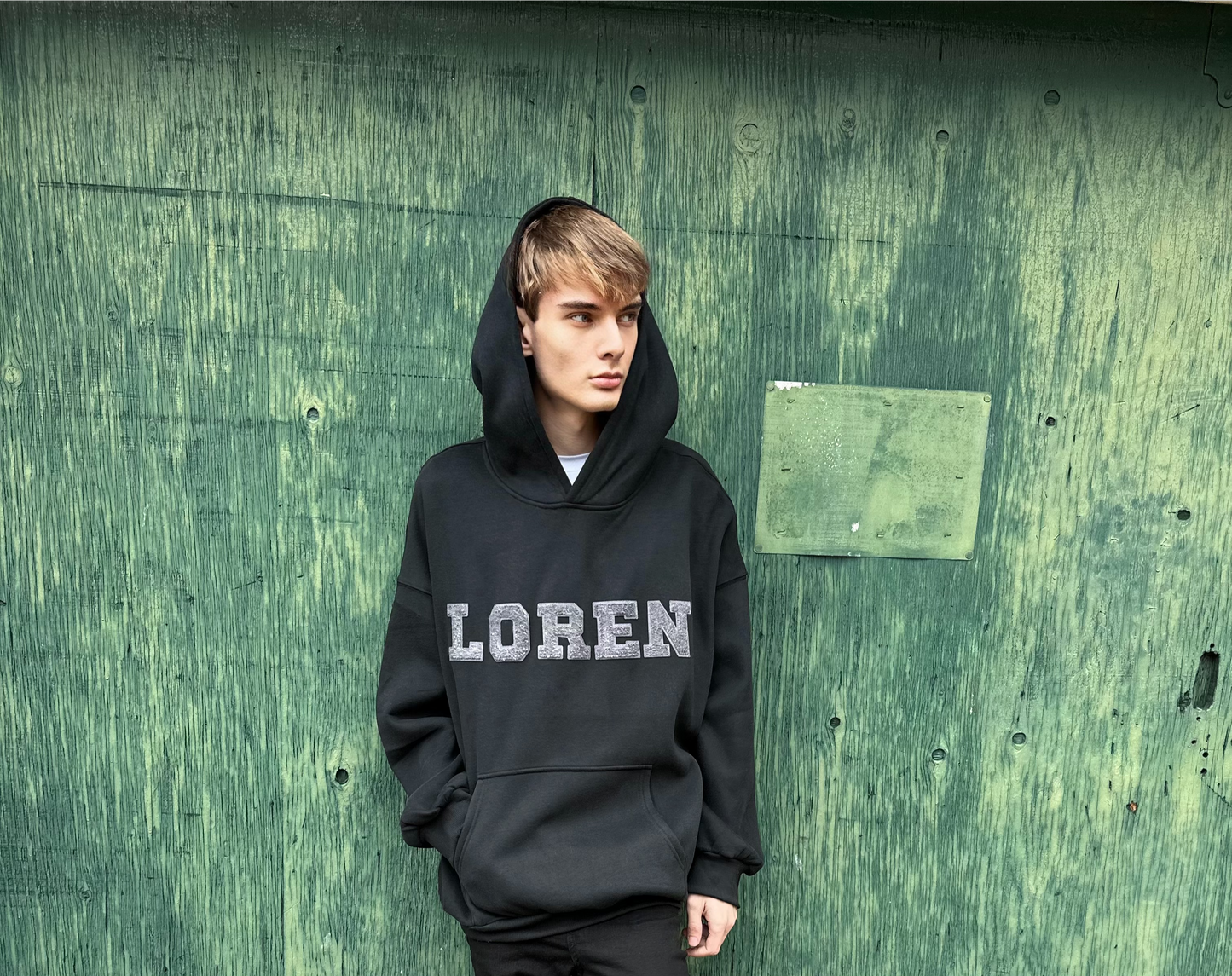 Chenille Black/Grey Hoodie