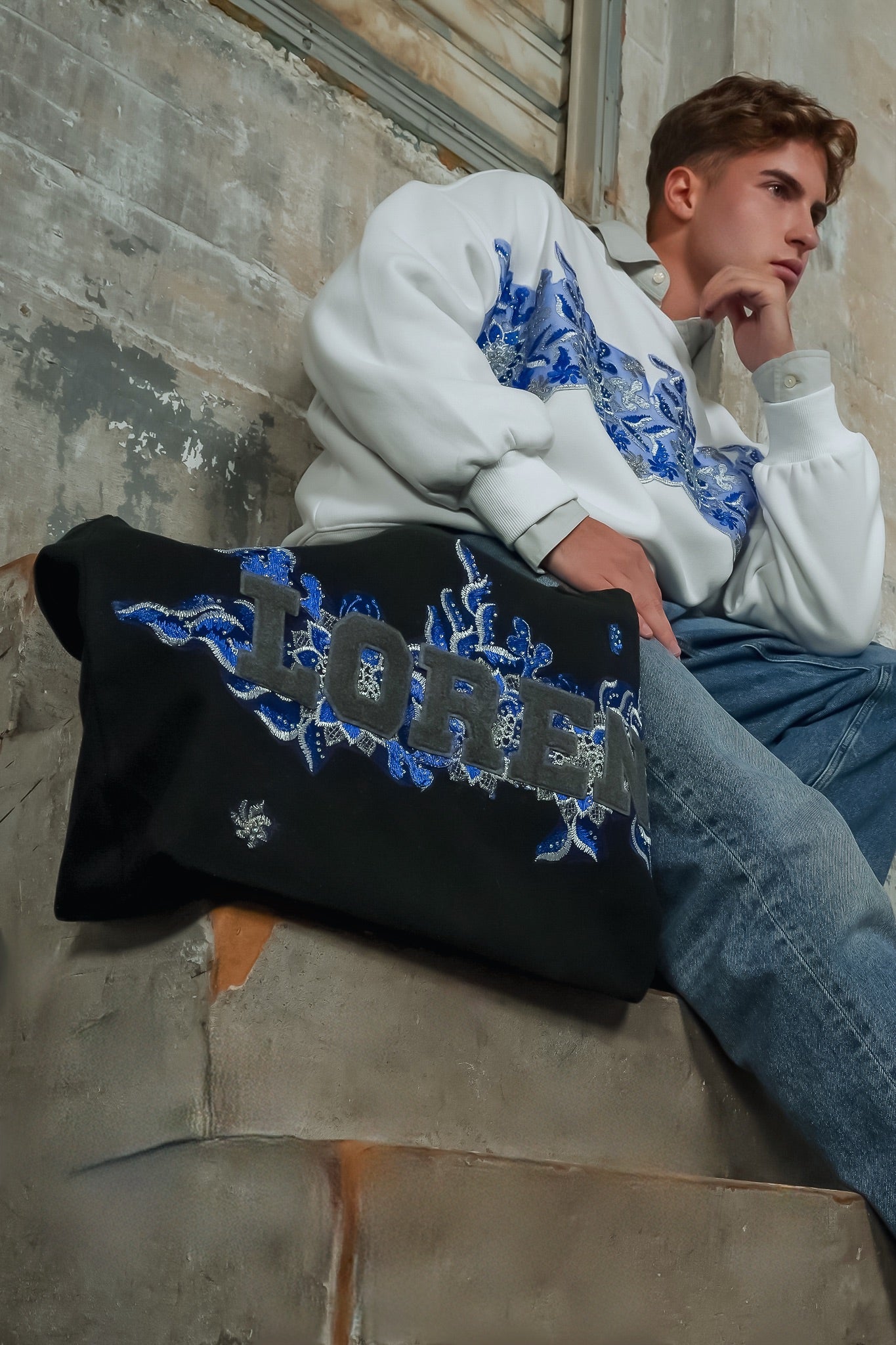 MIDNIGHT-BLU CHENILLE TOTE BAG
