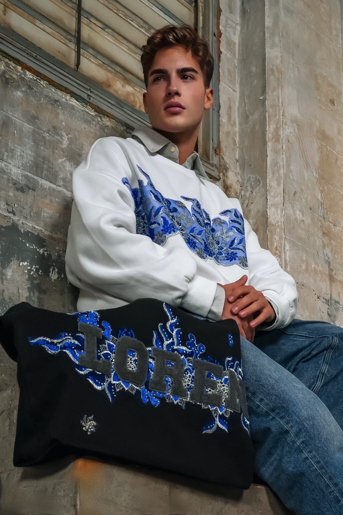 MIDNIGHT-BLU CHENILLE TOTE BAG